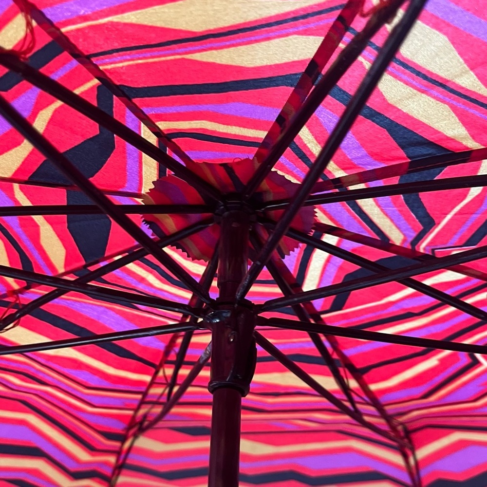 Vintage Yves Saint Laurent Umbrella Pink Purple Black Tan - Picture 14 of 16